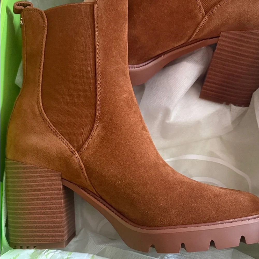 NIB Sam Edelman Rollins Brown Suede Ankle Boots sz 9.5 - Picture 3 of 11